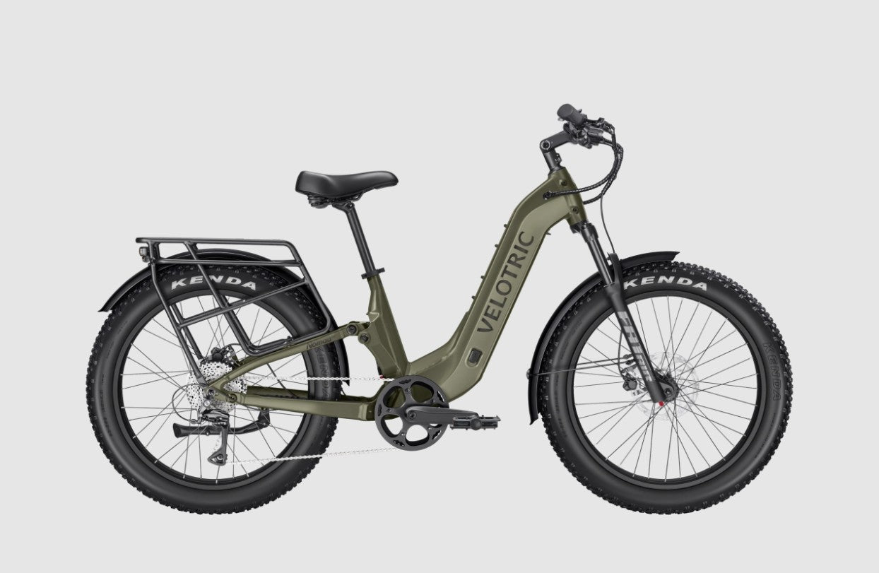 electric full suspension bicycle Velotric Nomad 2X Full Suspension Fat Tire Ebike Step Through – Electric Bike Center