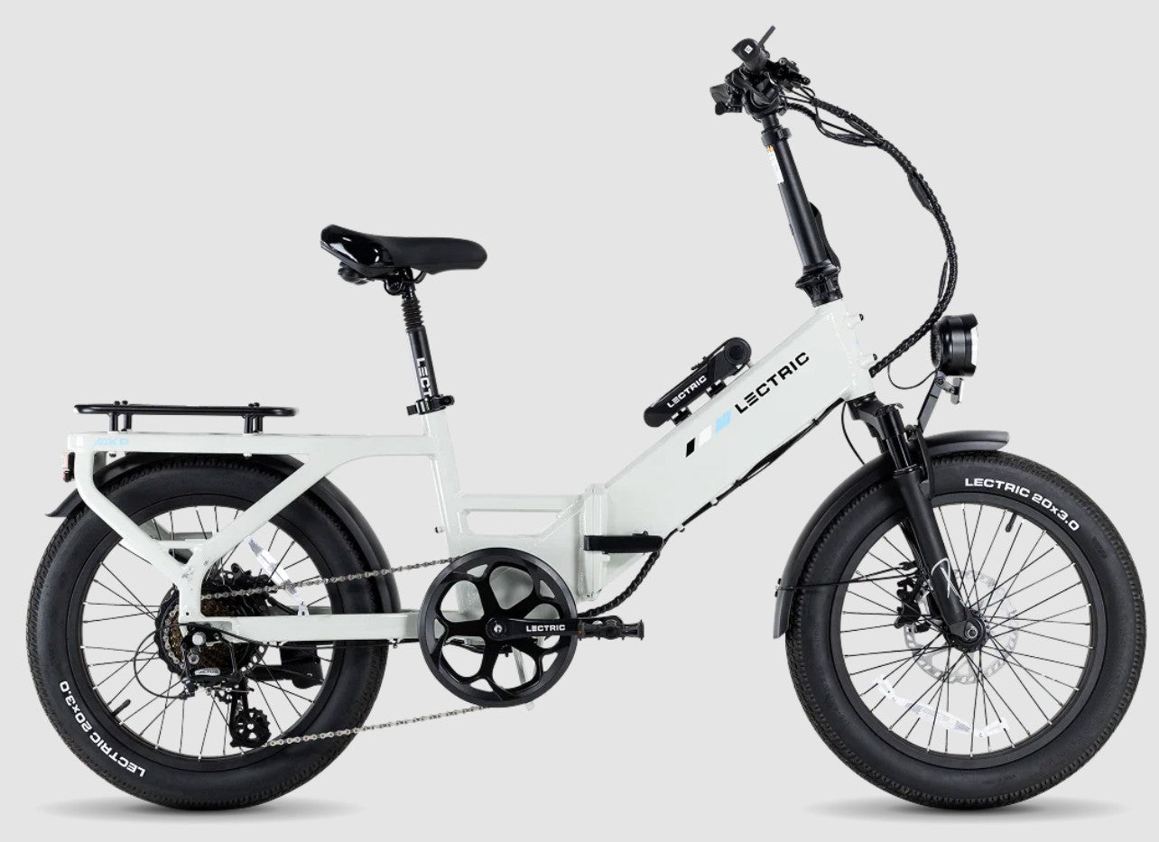 Lectric XP4 Step-Thru eBike in Stratus White | Adult Folding Electric Bike | Lightweight eBike | Class 3 eBike