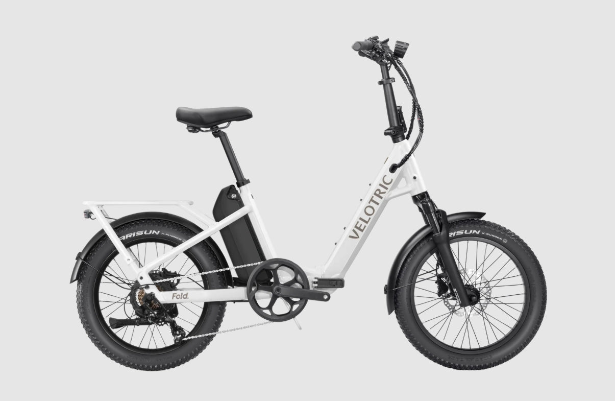 foldable pedal bike Velotric Fold 1 Plus Folding Ebike – Portable Electric Bike, Stone Gray
